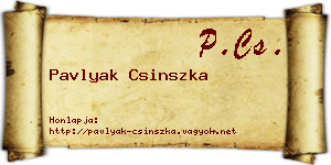 Pavlyak Csinszka névjegykártya